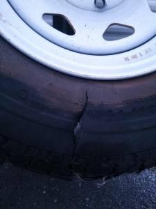 Blowout #3: Split tire damages electrical and underneath valve handles