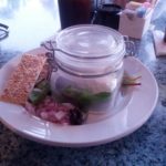 "Smoking" Fish Spread, served smoking in a mason jar, from "Snappers"